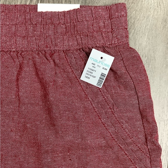 Women's Maurices 18W XL 1X Shorts Active Red Pockets Lightweight Linen Rayon NWT - Picture 4 of 7